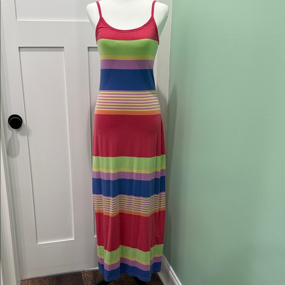 No Boundaries VTG Multicolor Striped Maxi Dress. M